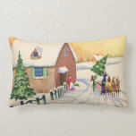 Christmas Snowy Road; Getting the Christmas Tree Throw Pillows