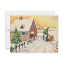 Christmas Snowy Road; Getting the Christmas Tree Personalized Invites