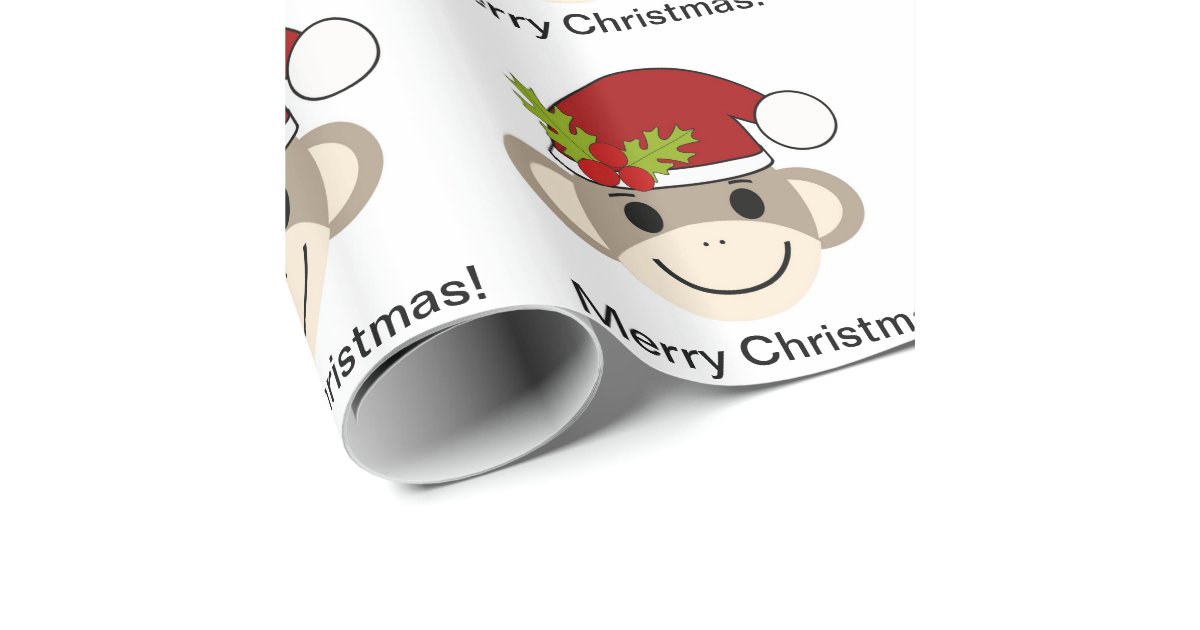 Christmas Sock Monkey Wrapping Paper Zazzle
