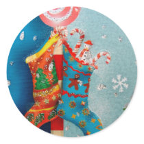 Christmas Socks Round Stickers