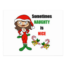 Christmas Sometimes Naughty Is Nice - Brunette Post Card