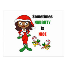 Christmas Sometimes Naughty Is Nice - Dark Skin Postcards
