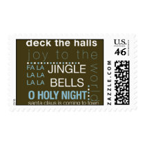 Christmas Songs in Blue and Brown postage by fe0208 Christmas Songs in Blue and Brown postage