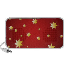 Christmas sparkling stars on red PC speakers