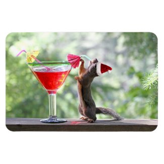 Christmas Squirrel Drinking a Cocktail