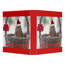 Christmas Squirrel in Basket with Snow Binder