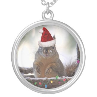 Christmas Squirrel in Basket with Snow Custom Jewelry