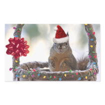 Christmas Squirrel in Basket with Snow Rectangular Sticker