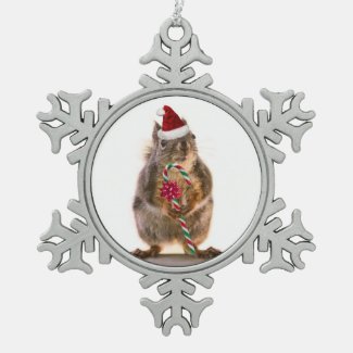 Christmas Squirrel Pewter Snowflake Ornament