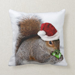 Christmas squirrel throw pillow