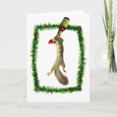 Christmas Squirrel with Beer Greeting Card