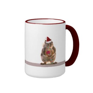 Christmas Squirrel with Candy Cane Coffee Mug