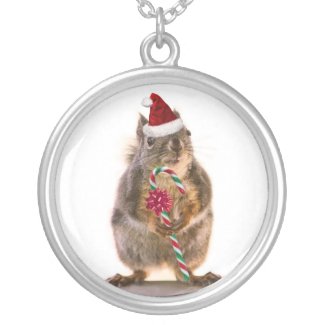 Christmas Squirrel with Candy Cane Custom Jewelry