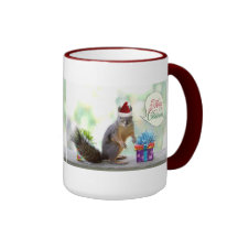 Christmas Squirrel with Christmas Presents Coffee Mug