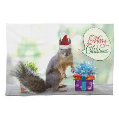 Christmas Squirrel with Christmas Presents Towel