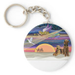 Christmas Star - Airedales (two) Key Chain