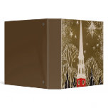 Christmas Star and Steeple on Gold 3 Ring Binder