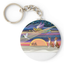 Christmas Star - Basenjis (two) Keychains