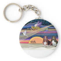 Christmas Star - Basset Hounds (two) Keychain