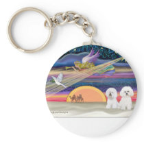 Christmas Star - Bichon Frise (two) Keychains