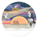 Christmas Star - Siberian Husky 1 stickers by dogartchristmasgifts Christmas Star - Siberian Husky 1 stickers