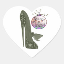 Christmas Stiletto Shoe and Bauble Art Gifts Heart Stickers