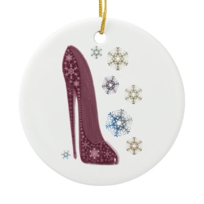 Christmas Stiletto Shoes and Snowflakes Art Christmas Tree Ornaments