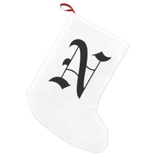 Christmas Stocking Old English N Letter
