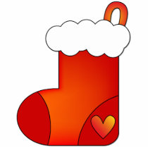 Christmas Stocking with Heart Photo Cut Outs