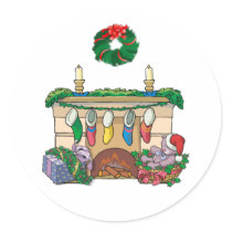 Christmas Stockings Over The Fireplace stickers by bonfirechristmas Christmas Stockings Over The Fireplace stickers