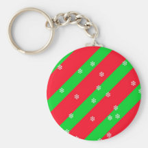 Christmas Stripes with Snowflakes Key Chains