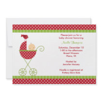 Christmas Stroller Baby Shower Invitations