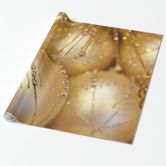 Christmas Stylish Shiny Gold Ornaments Texture Wrapping Paper 1/4