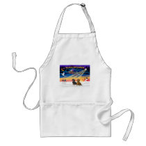 Christmas Sunrise - 2 Dachshunds (Black + Brown) aprons by dogartchristmasgifts Christmas Sunrise - 2 Dachshunds (Black + Brown) aprons