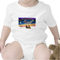 Christmas Sunrise - 2 Dachshunds (Black + Brown) t-shirts