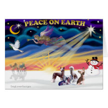Christmas Sunrise - Chinese Cresteds (four) Card