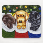 Christmas Surprise Labrador Puppies Mouse Pads