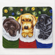 Christmas Surprise Labrador Puppies mousepad