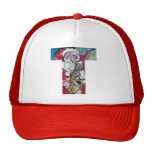 CHRISTMAS T LETTER /SANTA AND SAX MONOGRAM MESH HAT