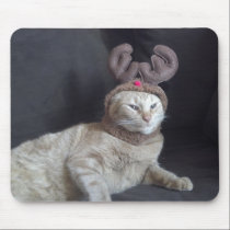 Christmas Tabby Reindeer Mousepad mousepads