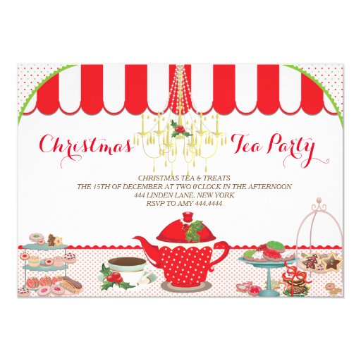 christmas tea party invitation zazzle christmas tea party invitation zazzle