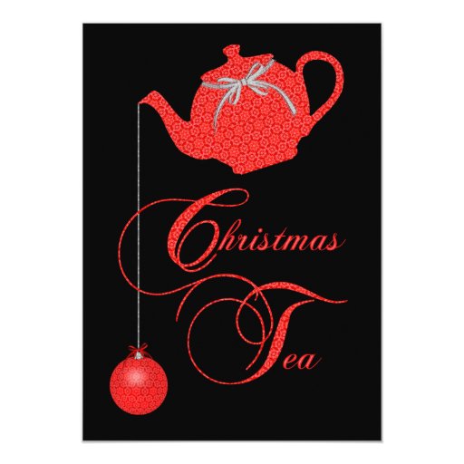 Christmas Tea Party, Red Lace Invite