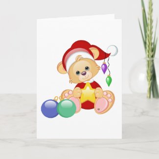 Christmas Teddy Bear with Star card