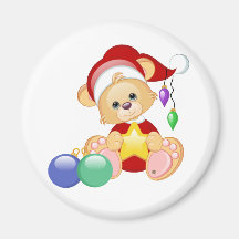 Christmas Teddy Bear with Star Refrigerator Magnets