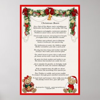 Christmas Teddy Bears Waiting for Santa Claus print