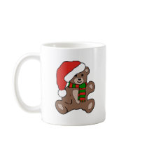 Christmas Teddy with Santa Hat Coffee Mug