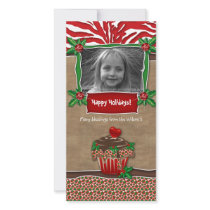 Christmas Template Cute Cupcake Zebra Leopard Customized Photo Card