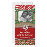 Christmas Template Snowflake Zebra Leopard Photo Greeting Card