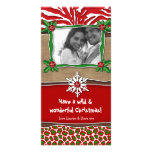 Christmas Template Snowflake Zebra Leopard Photo Greeting Card
