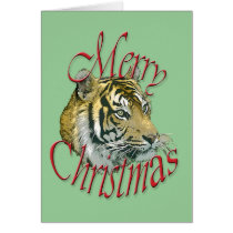 Christmas Tiger Greeting Card cards